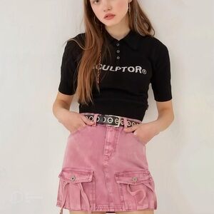 Sculptor Worldwide Glitter Cable Knit Top in Black